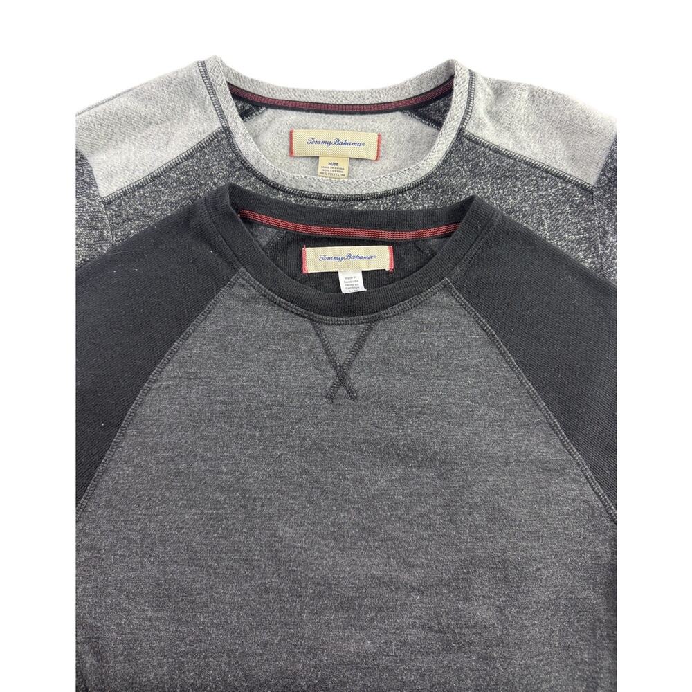 Tommy Bahama Mens Black/Gray Long Sleeve Crewneck Sweatshirts Medium‎ Lot Of 2
